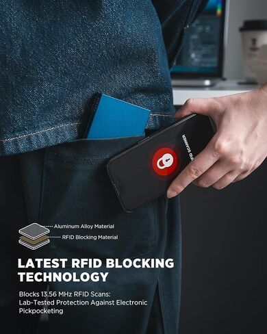 حامل بطاقة الائتمان المزدوج من جانب Vulkit Men ، حامل محفظة إطراء الزر المزدوج المزدوج مع حظر RFID ، علبة بطاقة ألومنيوم إطار المعادن ، تحتوي على 12-16 بطاقة (البحرية) in Kuwait
