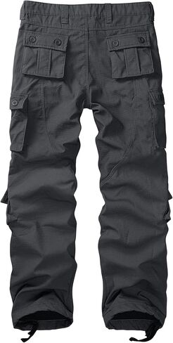 سراويل KOCTHOMY الرجالية المبطنة بالصوف للمشي لمسافات طويلة، سراويل شتوية حرارية خارجية للعمل غير رسمية مع جيوب متعددة، بدون حزام. in Kuwait