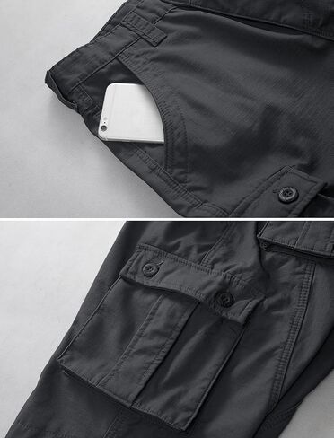 سراويل KOCTHOMY الرجالية المبطنة بالصوف للمشي لمسافات طويلة، سراويل شتوية حرارية خارجية للعمل غير رسمية مع جيوب متعددة، بدون حزام. in Kuwait