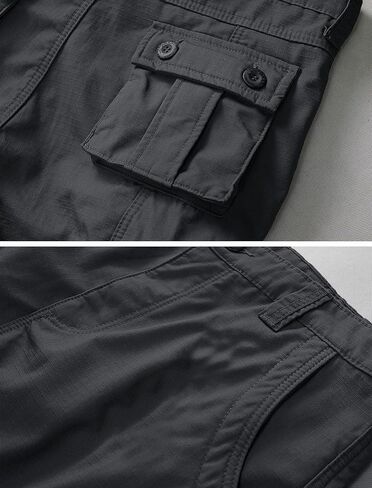 سراويل KOCTHOMY الرجالية المبطنة بالصوف للمشي لمسافات طويلة، سراويل شتوية حرارية خارجية للعمل غير رسمية مع جيوب متعددة، بدون حزام. in Kuwait