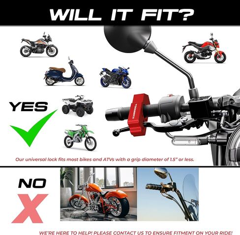 Motorcycle Grip Lock - Heavy Duty Brake Handlebar Throttle Lock Secure Anti Theft Protection for Moped ATV Sooter or Dirtbike Simple to use Accessory (Black, 2X Keys) in Saudi Arabia