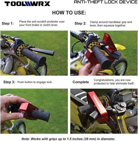 Motorcycle Grip Lock - Heavy Duty Brake Handlebar Throttle Lock Secure Anti Theft Protection for Moped ATV Sooter or Dirtbike Simple to use Accessory (Black, 2X Keys) in Saudi Arabia