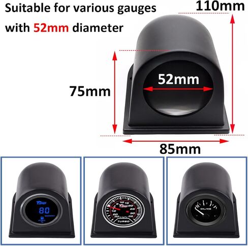 Carbon Fiber 52mm Gauge Pod 2" Single Hole Gauge Pod Holder Universal Gauge Mount Bracket Pod Holder Auto Gauge Dashboard Pod Car Meter Mount Holder Cup One Hole Dash Guage Holder in Kuwait
