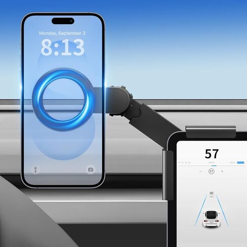 Magnetic Phone Mount for Tesla Model Y Juniper Model 3 Highland Cybertruck for MagSafe【Strongest Magnet Power】 Screen Phone Mount for Tesla Model Y/3/Cybertruck Accessories Matte in Saudi Arabia