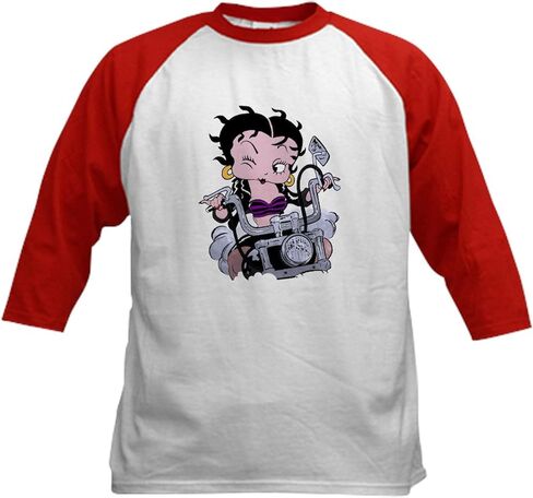 Cafepress Betty Boop Eat My Dust Kids Baseball T Shirt Kids Cotton Baseball Jersey ، 3/4 Raglan Sleeve Shirt in Kuwait