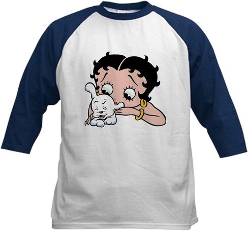 Cafepress Betty Boop Puppy Love Kids Baseball T Shirt Kids Cotton Baseball Jersey ، 3/4 Raglan Sleeve Shirt in Kuwait