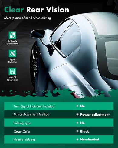 مرايا باب SCITOO، مناسبة لملحقات Toyota الخارجية، مرايا تناسب 2007-2011 لسيارة Toyota Camry مع التحكم في الطاقة، وميزات غير قابلة للطي (زوج) in Kuwait