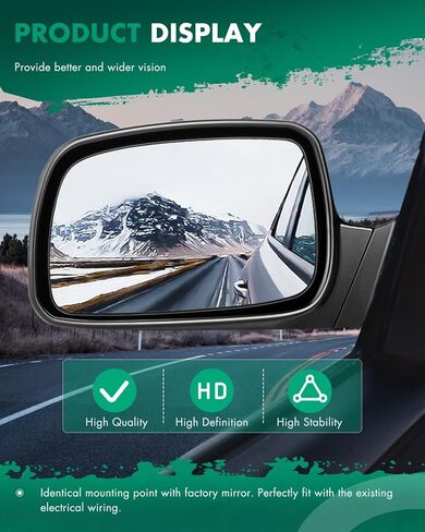 مرايا باب SCITOO، مناسبة لملحقات Toyota الخارجية، مرايا تناسب 2007-2011 لسيارة Toyota Camry مع التحكم في الطاقة، وميزات غير قابلة للطي (زوج) in Kuwait