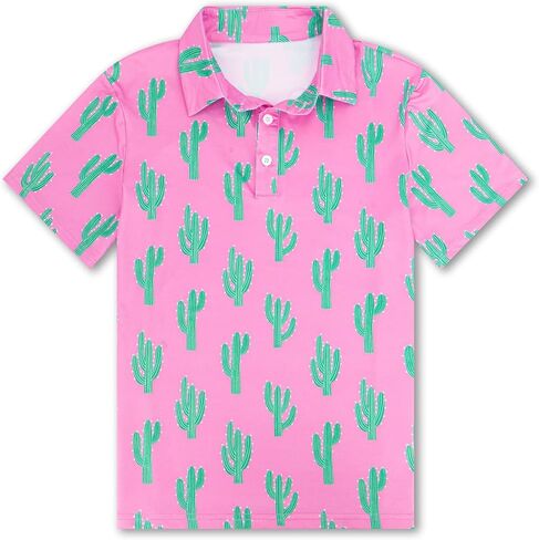 Boys Golf Polo Shirts Short Sleeve - Fun Hawaiian Shirts, Summer Casual Vacation Tops for Kids Age 7-14 in Kuwait