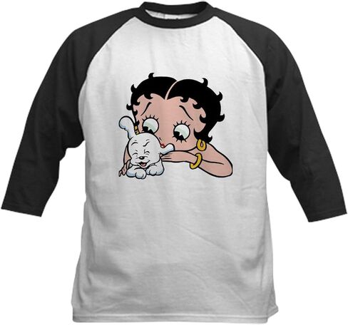 Cafepress Betty Boop Puppy Love Kids Baseball T Shirt Kids Cotton Baseball Jersey ، 3/4 Raglan Sleeve Shirt in Kuwait