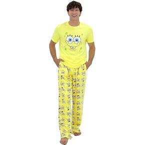 SpongeBob Adult Pajamas Set, 2 Piece SpongeBob Pjs for Men, Short Sleeve Shirt & Fleece Pants, Size S-M-L-XL in Saudi Arabia