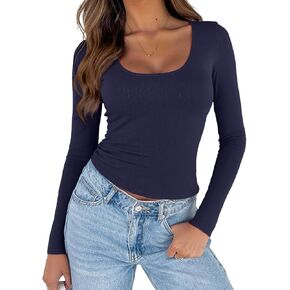 Dokotoo Women's Thermal Shirts Long Sleeve Light Fleece Lined Undershirt Warm Slim Fit Basic Tops in Kuwait