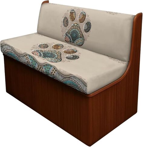 Boho Mandala Dog Paw Print 2 PCS RV DiNette Cushion يغطي وسادة العربة المضادة للماء Cushion Slipcover Stretch Sofa Pratector Coverts1 Backrest Covers و 1 Bench Covers in Kuwait