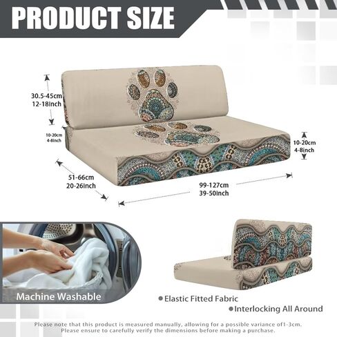 Boho Mandala Dog Paw Print 2 PCS RV DiNette Cushion يغطي وسادة العربة المضادة للماء Cushion Slipcover Stretch Sofa Pratector Coverts1 Backrest Covers و 1 Bench Covers in Kuwait