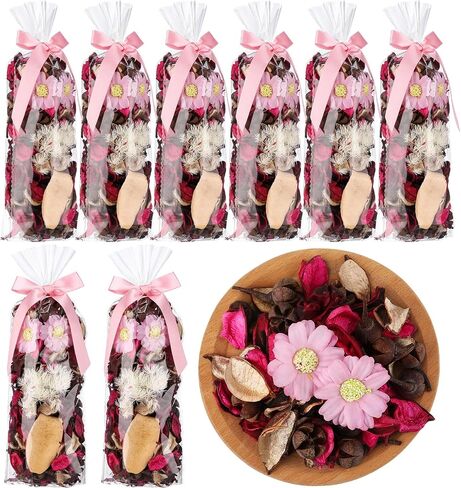 Nuanchu 8 Pack Potpourri Bowl Filler Rose Scented Potpourri Dried Flowers Decorative Bowl Filler Home Fragrance Decor for Home and Office Fragrance Summer Sea Vase Decoration, 140 Grams Each(Pink) in Saudi Arabia