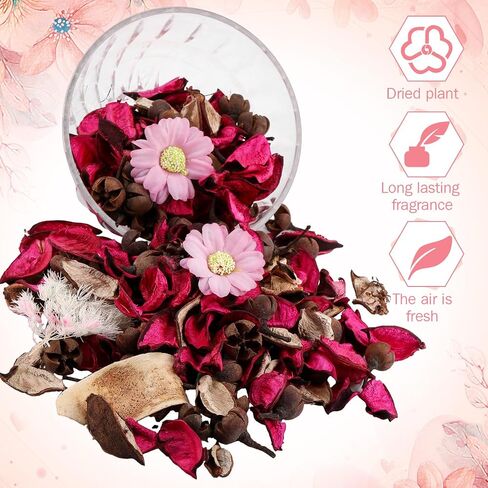 Nuanchu 8 Pack Potpourri Bowl Filler Rose Scented Potpourri Dried Flowers Decorative Bowl Filler Home Fragrance Decor for Home and Office Fragrance Summer Sea Vase Decoration, 140 Grams Each(Pink) in Saudi Arabia