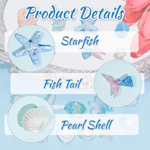 18pcs Bling Shoe Charms for Women,Blue Starfish Shell Dolphin Fishtail Pearl Shoe Charms Pearl Shoe Chain Luxury Jewelry Cute Clogs Shoes Decoration DIY Party Favors in Saudi Arabia