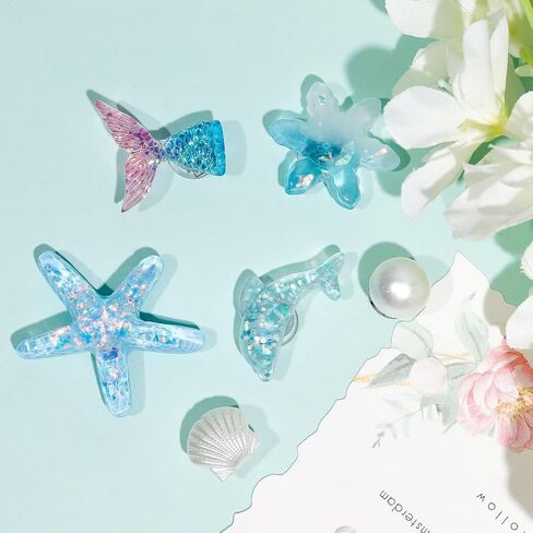 18pcs Bling Shoe Charms for Women,Blue Starfish Shell Dolphin Fishtail Pearl Shoe Charms Pearl Shoe Chain Luxury Jewelry Cute Clogs Shoes Decoration DIY Party Favors in Saudi Arabia
