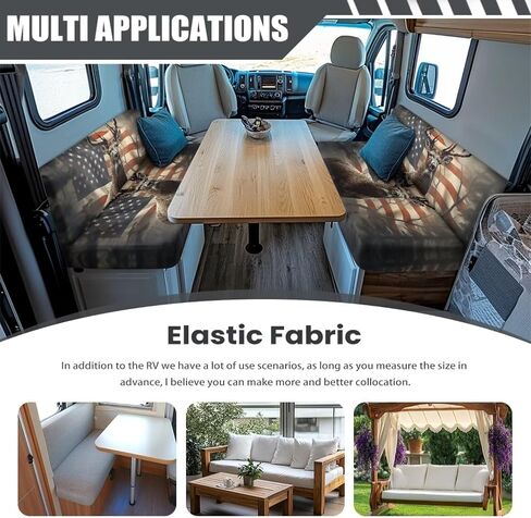 Boho Mandala Dog Paw Print 2 PCS RV DiNette Cushion يغطي وسادة العربة المضادة للماء Cushion Slipcover Stretch Sofa Pratector Coverts1 Backrest Covers و 1 Bench Covers in Kuwait