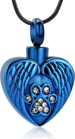 Heart Paw Print Urn Necklace for Ashes for Dog Cremation Jewelry Angel Wing Heart Urn Locket Pendant for Dog/Cat in Kuwait