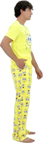 مجموعة بيجامات Spongebob للبالغين ، 2 قطعة Spongebob PJS للرجال ، قميص قصير الأكمام وسروال الصوف ، حجم S-M-L-XL in Saudi Arabia