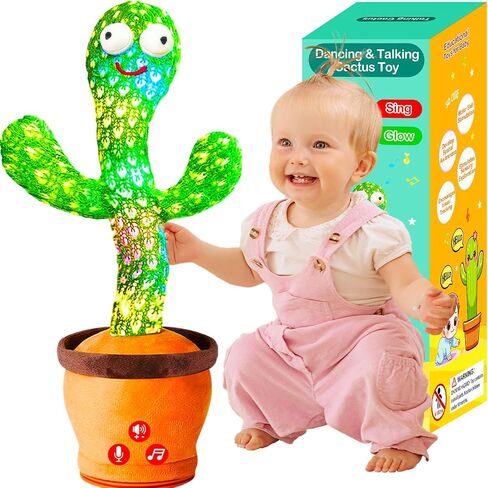 Dancing Talking Cactus Toy for Baby, Upgraded Volume Adjustable Cactus Baby Toy, Colorful Glowing Singing Interactive Cactus Toy That Talks Back, Baby Toys 6-18 Months+, Baby Girl/Boy Gifts in Saudi Arabia