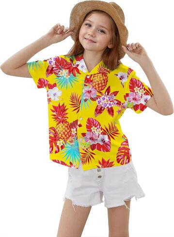 Cromoncent Mommy and Me Matching Hawaiian Outfits Girls & Womens Hawaiian Shirts Tropical Button Down Shirts in Saudi Arabia