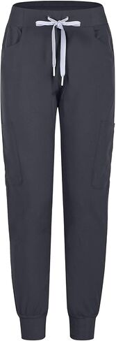 Minty Mint Women's Stylish Contrast Draw String Easy Wear Fit Lightweight Durable Stretchy Scrubs Jogger Pants Women Juniors Medical Scrub Nurse Doctor 7F3b Black M in Saudi Arabia