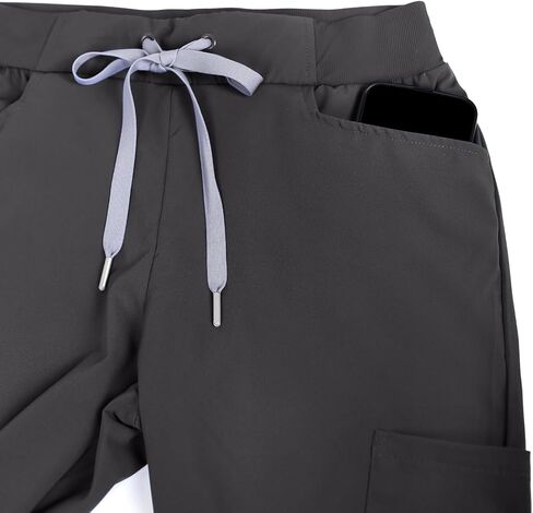 Minty Mint Women's Stylish Contrast Draw String Easy Wear Fit Lightweight Durable Stretchy Scrubs Jogger Pants Women Juniors Medical Scrub Nurse Doctor 7F3b Black M in Saudi Arabia