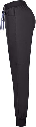 Minty Mint Women's Stylish Contrast Draw String Easy Wear Fit Lightweight Durable Stretchy Scrubs Jogger Pants Women Juniors Medical Scrub Nurse Doctor 7F3b Black M in Saudi Arabia