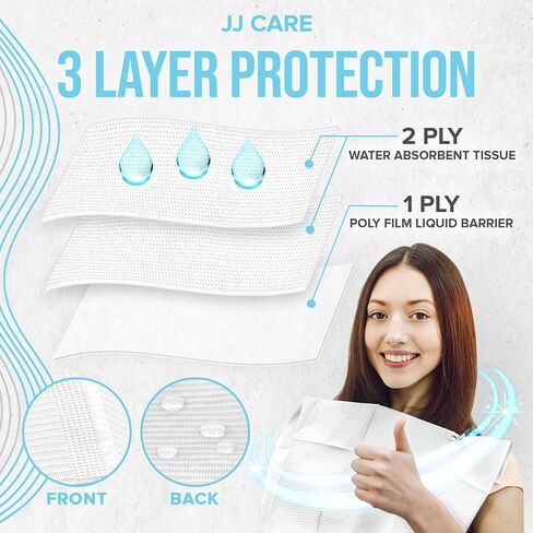 مرايل أسنان JJ CARE [عبوة من 125] - مرايل أسنان زرقاء مقاس 13 بوصة × 18 بوصة، مرايل طبيب أسنان مقاومة للماء 3 طبقات، مرايل أسنان يمكن التخلص منها لتمديد الرموش، مرايل للمريض لفن الأظافر، مناديل للأسنان للثقب in Kuwait
