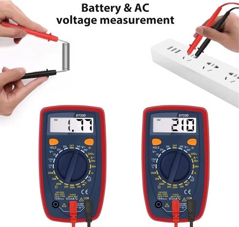 MultiMeter الرقمي ، AC/DC ، التيار ، الجهد ، المقاومة العداد/اختبار الرقمية مع اختبار OHM VOLT AMP & DIODE ، للمنزلات المنزلية ، الصمامات ، بطارية المركبات ، نظام الشحن ، دوائر السيارات in Saudi Arabia