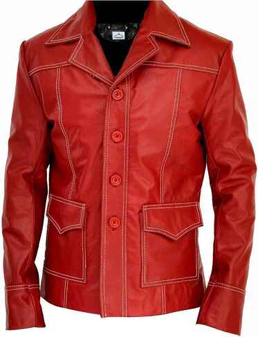 Vearfit Men's Fight Club Movie Black and Red Real Real Leather Screeta in Kuwait