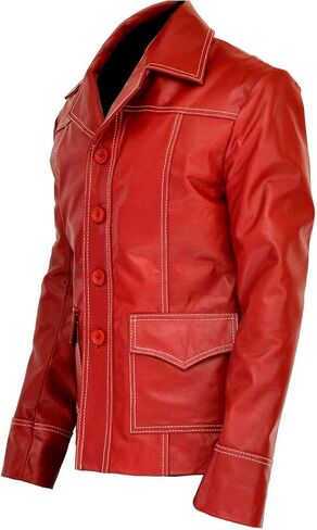 Vearfit Men's Fight Club Movie Black and Red Real Real Leather Screeta in Kuwait