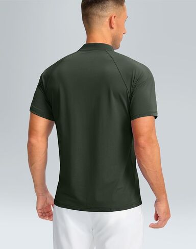 Viodia Mens Golf Shirts Henley Collarless Quick Dry Summer Shirt Casual Short Sleeve Moisture Wicking Polo T Shirts in Saudi Arabia