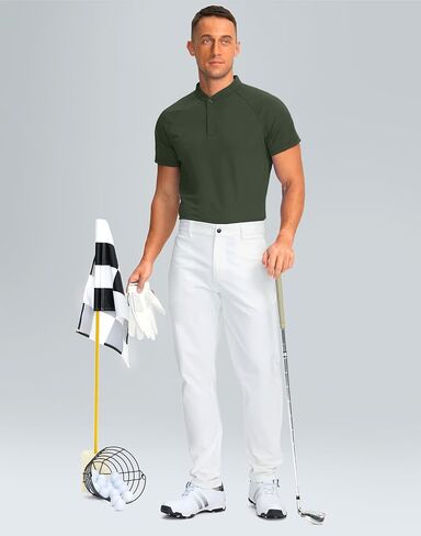 Viodia Mens Golf Shirts Henley Collarless Quick Dry Summer Shirt Casual Short Sleeve Moisture Wicking Polo T Shirts in Saudi Arabia