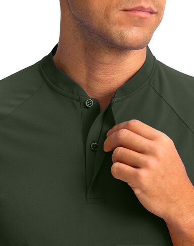 Viodia Mens Golf Shirts Henley Collarless Quick Dry Summer Shirt Casual Short Sleeve Moisture Wicking Polo T Shirts in Saudi Arabia