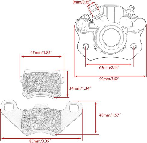 PowerMotor Front Hydraulic Disc Brake Caliper Pads Kit Replacement for 50cc 70cc 90cc 110cc 125cc 150cc 200cc Coolster Taotao Roketa Sunl Kazuma Sunl ATV Quad 4 Wheeler Go Kart in Saudi Arabia