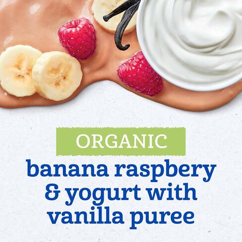 Gerber Purees Organic Banana Raspberry Yogurt Vanilla Toddler Baby Food Pouches, 3.5 oz in Saudi Arabia