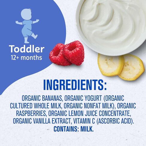 Gerber Purees Organic Banana Raspberry Yogurt Vanilla Toddler Baby Food Pouches, 3.5 oz in Saudi Arabia
