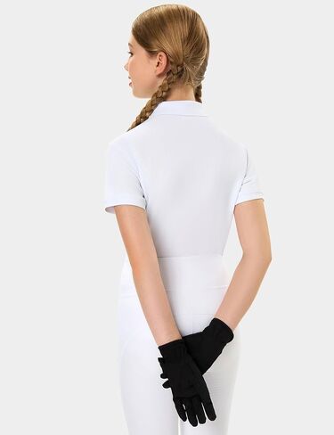FitsT4 Sports Girls Equestrian Shirt Short Sleeve Horse Riding Polo Shirts Button up Horseback Show Shirt in Kuwait