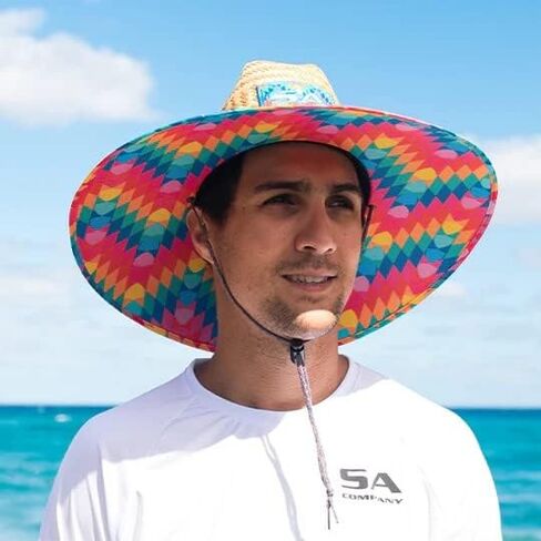 S A Company Hand-Woven Palm Straw Hats for Men and Women - Wide Brim Summer Hat Sun Protection, UPF 50+ Adjustable Drawcord in Saudi Arabia