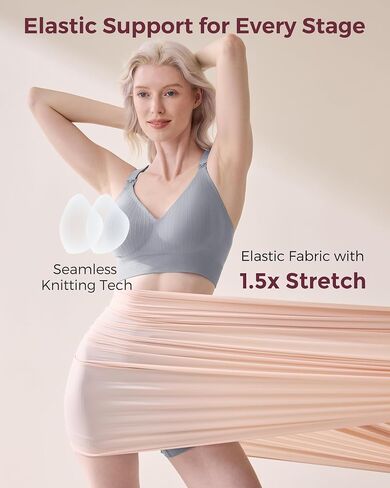 Momcozy Nursing Bras for Breastfeeding, Ribbed Maternity Bra with Racerback, Soft Stretchy Nursing Sports Bra for Yoga in Saudi Arabia
