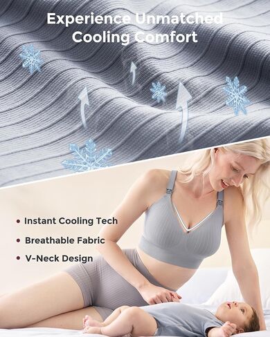 Momcozy Nursing Bras for Breastfeeding, Ribbed Maternity Bra with Racerback, Soft Stretchy Nursing Sports Bra for Yoga in Saudi Arabia