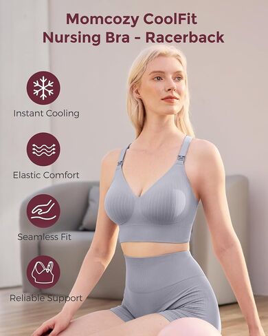 Momcozy Nursing Bras for Breastfeeding, Ribbed Maternity Bra with Racerback, Soft Stretchy Nursing Sports Bra for Yoga in Saudi Arabia