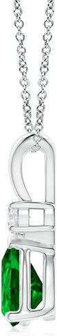 Angara Sterling Silver Emerald Diamond Teardrop Pendant with 18" Chain (6x4mm Pear shape 0.35 cttw. Emerald) in Saudi Arabia
