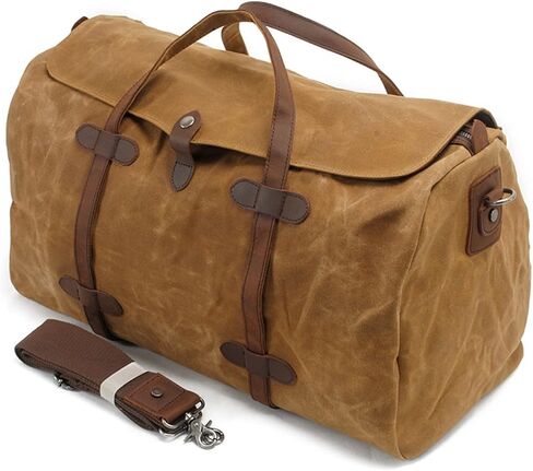Retro Oil Wax Waterproof Canvas Bag Travel Bag Luggage Bag Large Capacity Weekend Bag Men's Zipper Hand Luggage Bag(Light Color) in Saudi Arabia