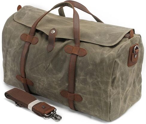 Retro Oil Wax Waterproof Canvas Bag Travel Bag Luggage Bag Large Capacity Weekend Bag Men's Zipper Hand Luggage Bag(Light Color) in Saudi Arabia