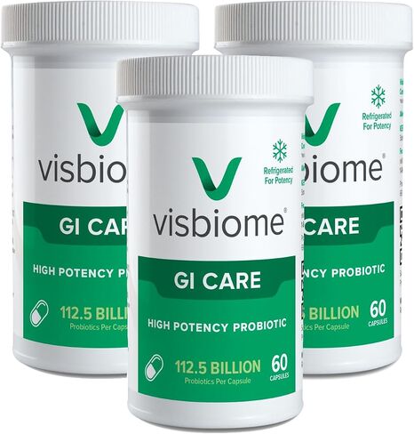 Visbiome® GI Care - بروبيوتيك عالي الفاعلية - 112.5 مليار CFU البروبيوتيك المباشر ، صياغة De Simone الأصلية ، المصنوعة في الولايات المتحدة الأمريكية ، 60 كبسولة. in Kuwait