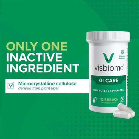 Visbiome® GI Care - بروبيوتيك عالي الفاعلية - 112.5 مليار CFU البروبيوتيك المباشر ، صياغة De Simone الأصلية ، المصنوعة في الولايات المتحدة الأمريكية ، 60 كبسولة. in Kuwait